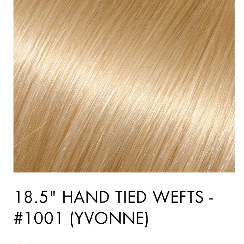 18.5” straight hand tied extensions. Three 10”width wefts & two 5” wefts per pkg
